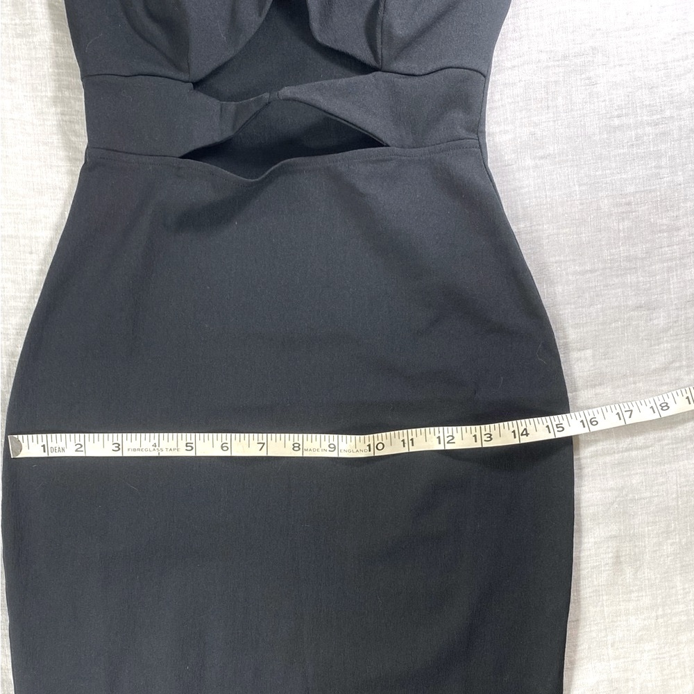 NWOT Zara Asymmetric Little Black Dress Midi Cut Out Waist Feminine Cocktail S - Picture 7 of 11